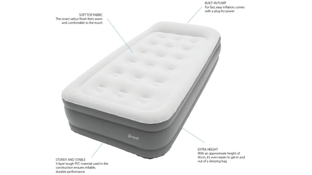 Outwell Flock Superior Single Airbed W. Built-In Pump 5 Outwell Flock Superior Single Airbed W. Built-In Pump - Image 3