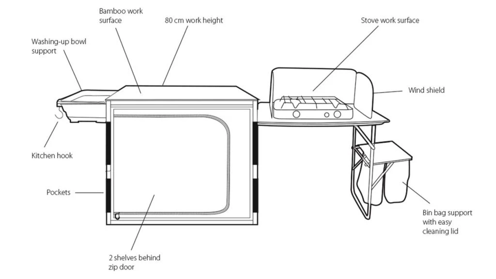 Outwell Padres Kitchen Table With Bamboo Table Top & Side Unit 5 Outwell Padres Kitchen Table With Bamboo Table Top & Side Unit - Image 3