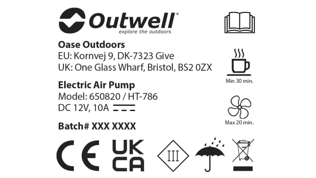 Outwell Squall Tent Pump 12V 6 Outwell Squall Tent Pump 12V - Image 4
