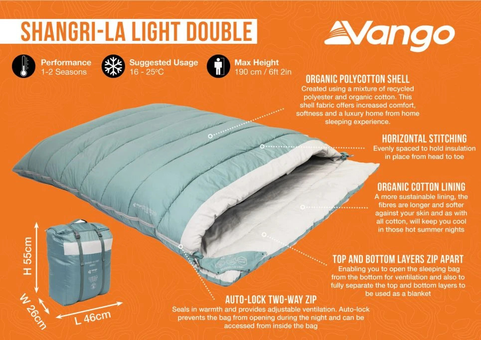 Vango Shangri-La Light Double Sleeping Bag 6 Vango Shangri-La Light Double Sleeping Bag - Image 4