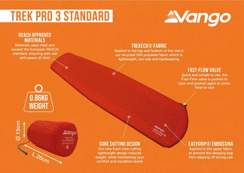 Vango Trek Pro 3 Standard Self Inflating Mat 7 Vango Trek Pro 3 Standard Self Inflating Mat - Image 5